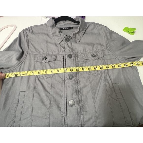 Tahari Women’s Grey Shacket Jacket Size Large Button Front Casual Outerwear - Picture 6 of 9